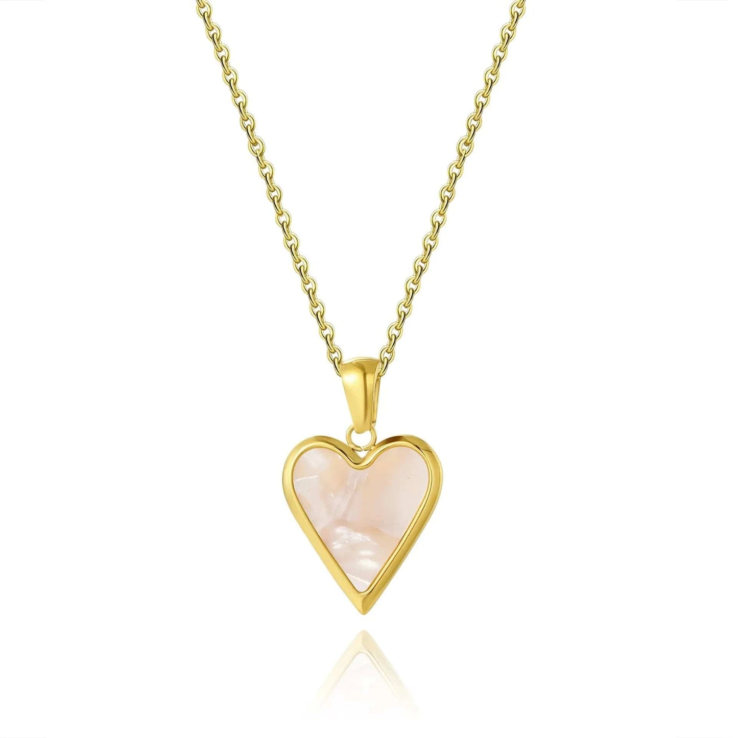 20inches / 1 custom Stainless steel necklace for ladies Pearl Sea shell core heart Pendant Gold plating Titanium steel gift for women mama