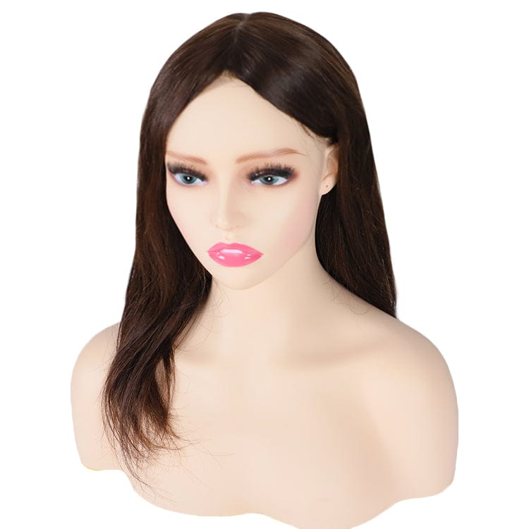 20inches / Dark brown / 3X5 One Pcs Shipping Human Hair Wigs Silk Left Side Toppers European Wig Silk Base