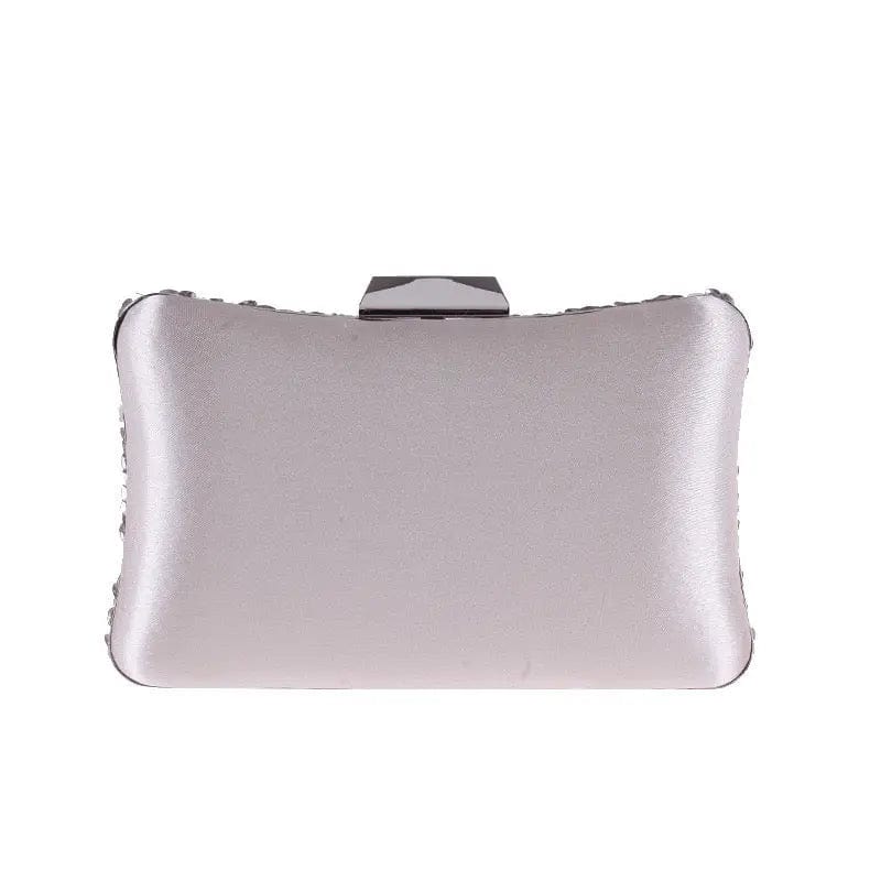 20X10X5CM / silver Fashion Women Bling Rhinestone Dinner Purse Ladies Evening Bag Bridal Diamond Beaded Bag Woman Clutch Handbag