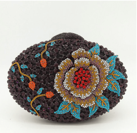 20X15X7CM / black Emerald Women Beaded Crystal Bag Flower Evening Purse Party Cocktail Rhinestone Handbags Bridal Wedding Clutch Bag