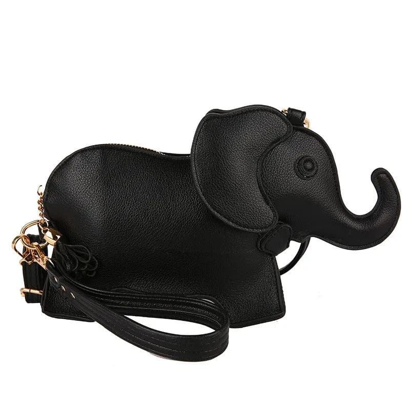 20x6x14cm / 46387 Black Creative Fun Elephant Shape Bag Female New Cute Cartoon Shoulder Portable Handbag Personality Female Bag Geek Coin Purses