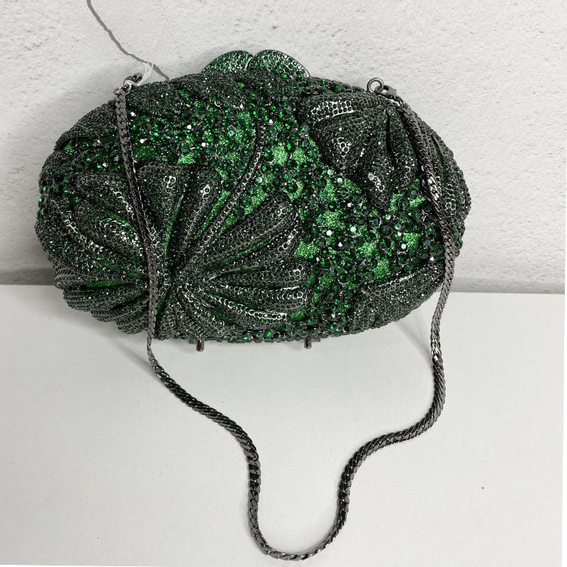 20X6X14CM / green Luxury Women Flower Clutch Evening Bags Ladies Wedding Party Dinner Purse Bridal Rhinestone Handbags Diamond Minaudiere