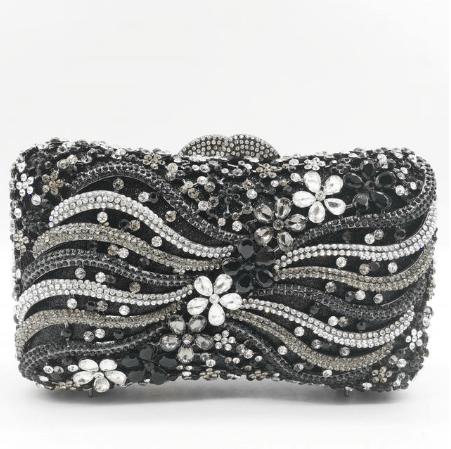20X7X13CM / black Hand-Made Women Crystal Clutch Evening Bags Wedding Party Rhinestones Handbags Ladies Dinner Gold Purses