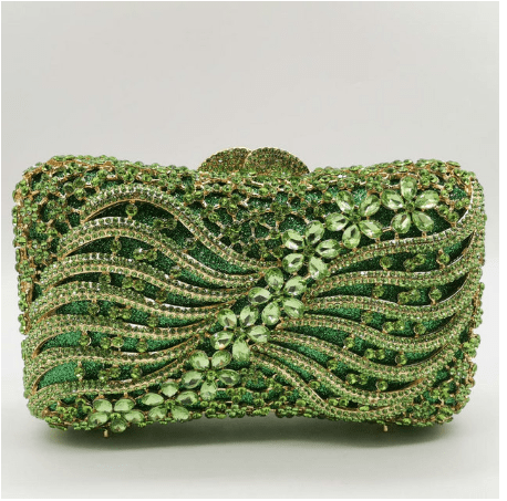 20X7X13CM / green Hand-Made Women Crystal Clutch Evening Bags Wedding Party Rhinestones Handbags Ladies Dinner Gold Purses