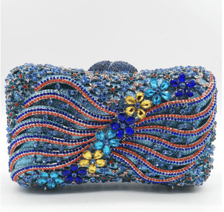 20X7X13CM / royal Hand-Made Women Crystal Clutch Evening Bags Wedding Party Rhinestones Handbags Ladies Dinner Gold Purses