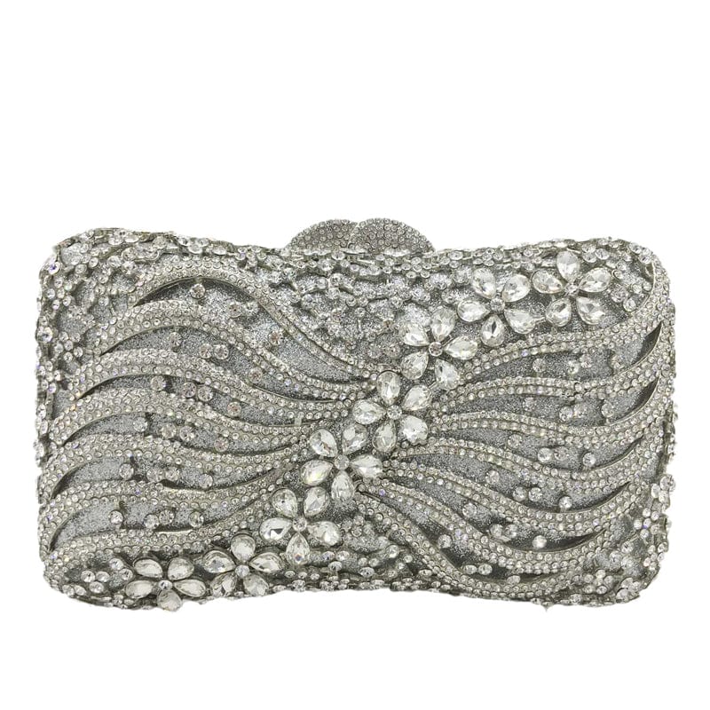 20X7X13CM / silver Hand-Made Women Crystal Clutch Evening Bags Wedding Party Rhinestones Handbags Ladies Dinner Gold Purses