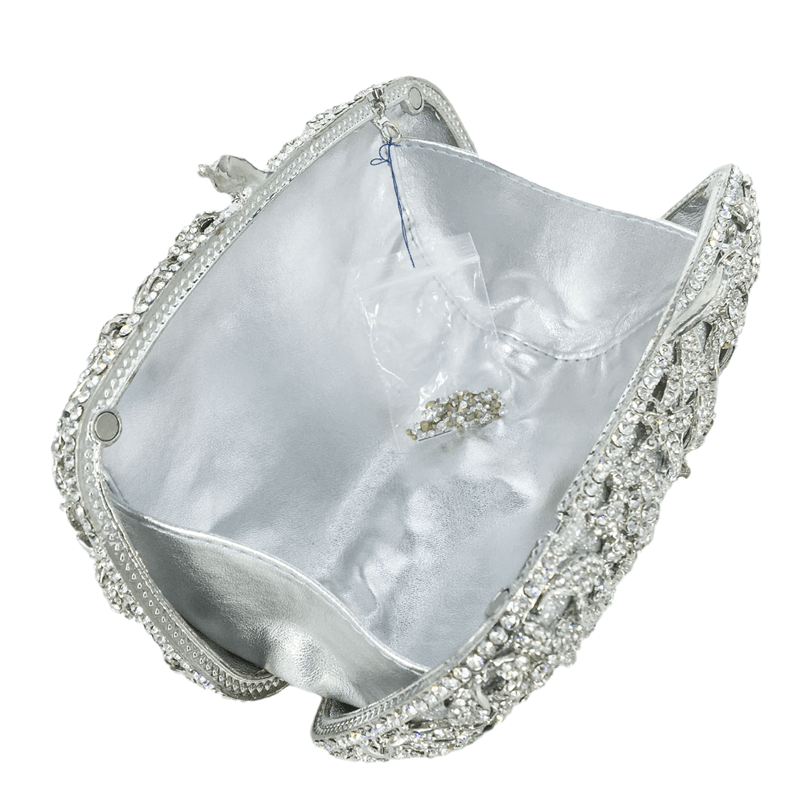 20X7X13CM / silver Wholesale Women Shinny Silver Evening Handbag Clutch Bags Bridal Rhinestone Handbags Party Cocktail Crystal Dress Purse