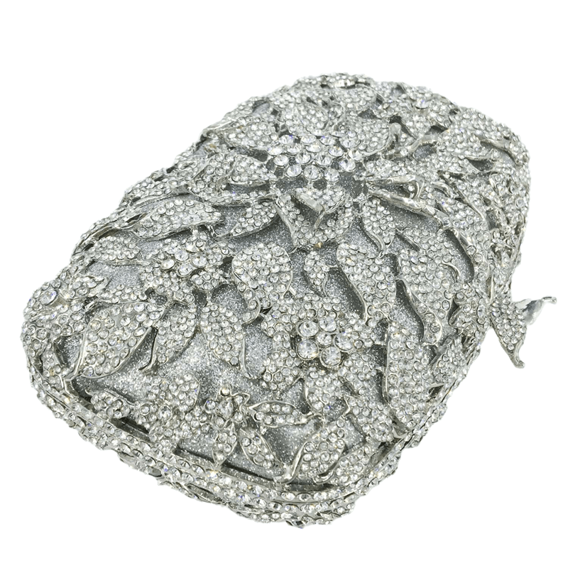 20X7X13CM / silver Wholesale Women Shinny Silver Evening Handbag Clutch Bags Bridal Rhinestone Handbags Party Cocktail Crystal Dress Purse