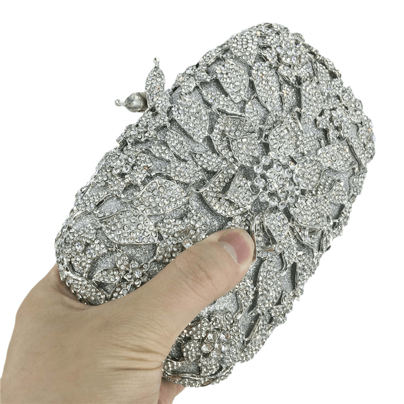 20X7X13CM / silver Wholesale Women Shinny Silver Evening Handbag Clutch Bags Bridal Rhinestone Handbags Party Cocktail Crystal Dress Purse