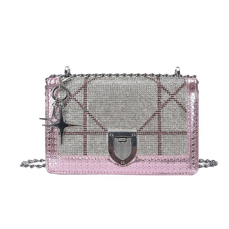 21*13*6 / pink JANHE Fashion Bolsas Glitter Bling Bag Handbag Party Evening Clutch Shoulder Bag for Women