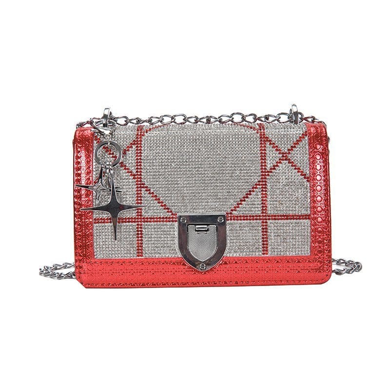 21*13*6 / Red JANHE Fashion Bolsas Glitter Bling Bag Handbag Party Evening Clutch Shoulder Bag for Women