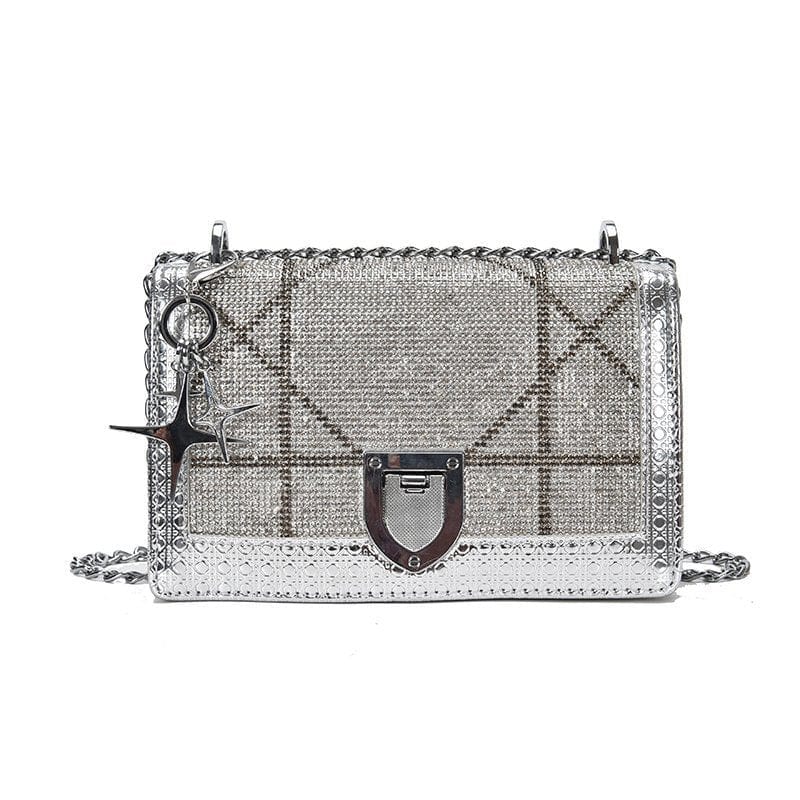 21*13*6 / silver JANHE Fashion Bolsas Glitter Bling Bag Handbag Party Evening Clutch Shoulder Bag for Women