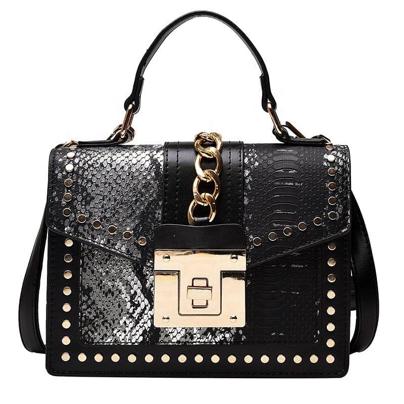 21*15*8CM / Black with silver Hot Sale Cheap Purse and Handbags Rivet Women Ladies Shoulder Crossbody Handbags
