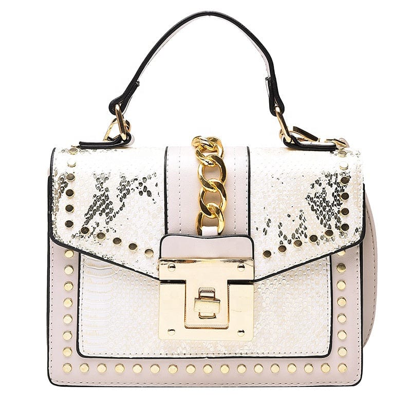 21*15*8CM / White Hot Sale Cheap Purse and Handbags Rivet Women Ladies Shoulder Crossbody Handbags