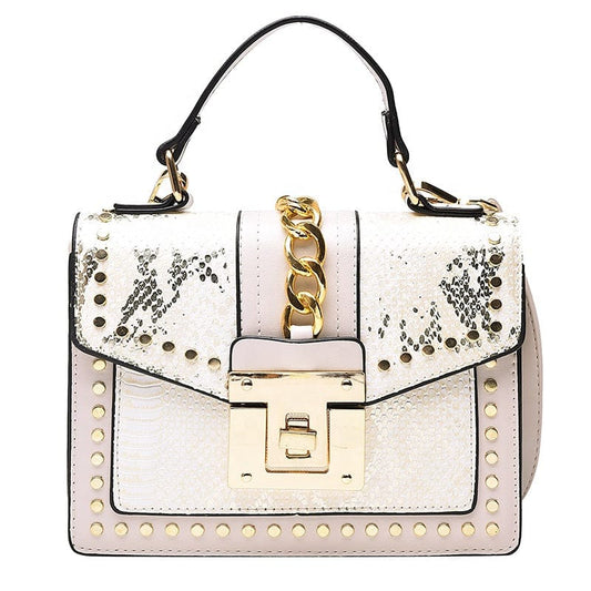 21*15*8CM / White Hot Sale Cheap Purse and Handbags Rivet Women Ladies Shoulder Crossbody Handbags