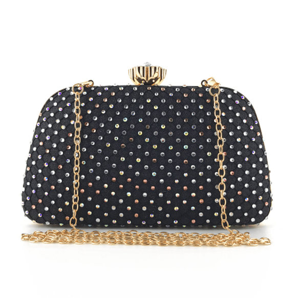 21*5*12CM / Black Luxury ladies shoulder bag wedding purse for bridal rhinestone party evening clutch bags