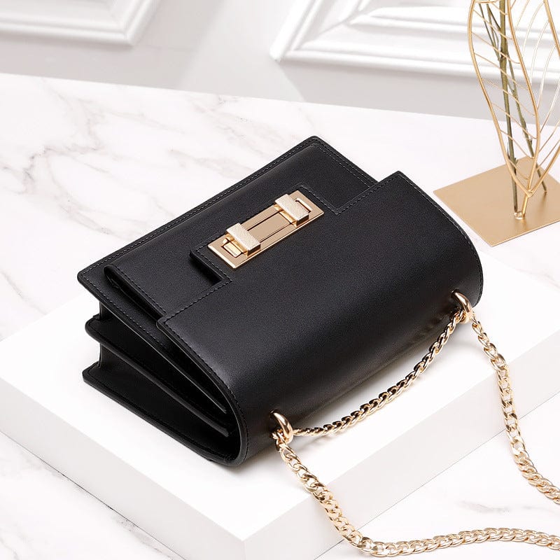 21*8.5*15cm / black Fashion chain sling bags for women shoulder messenger small square bags for girls fashion genuine leather crossbody bag handbag