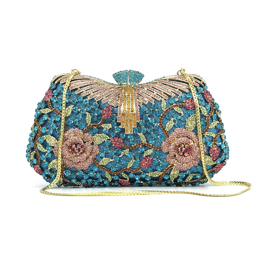 21X11.5X6CM / Multi 1 Wholesale Elegant Bling Women Crystal Clutch Purse Rhinestone Evening Bag Dress Party Wedding Diamond Handbag