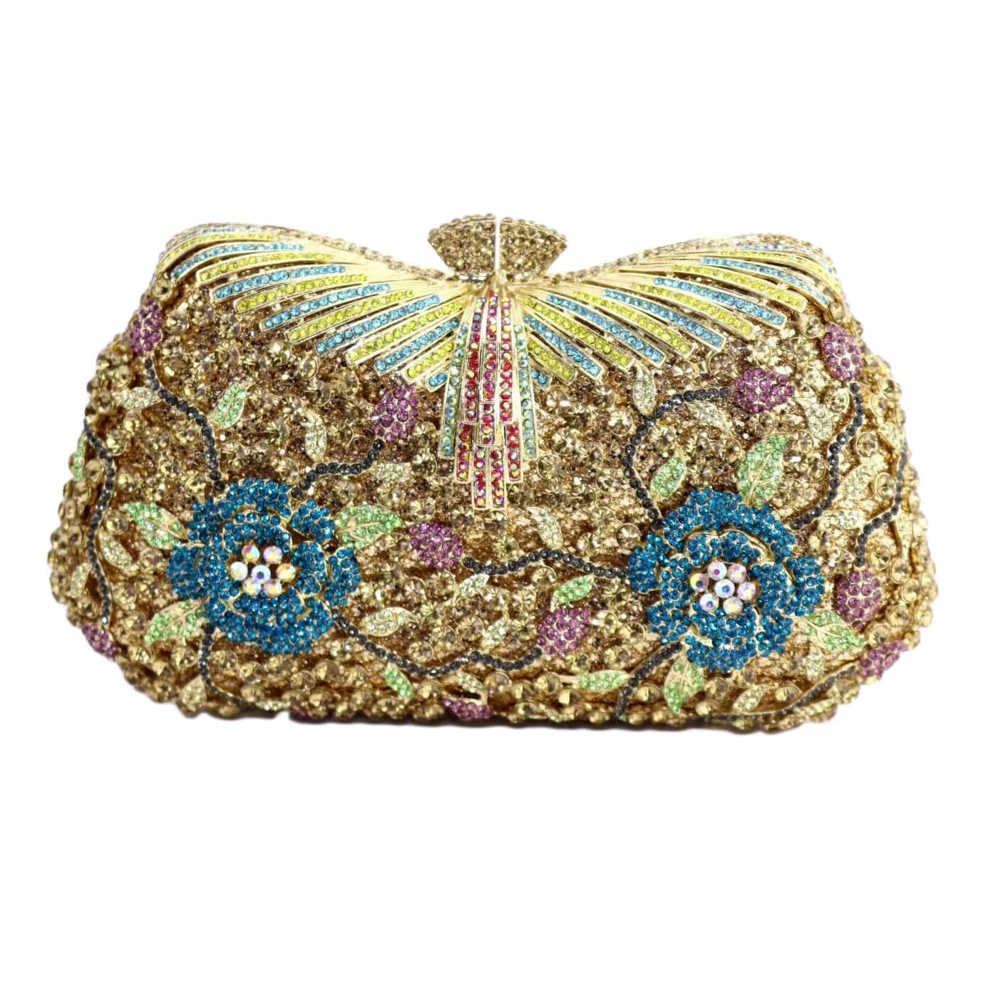 21X11.5X6CM / Multi 3 Wholesale Elegant Bling Women Crystal Clutch Purse Rhinestone Evening Bag Dress Party Wedding Diamond Handbag