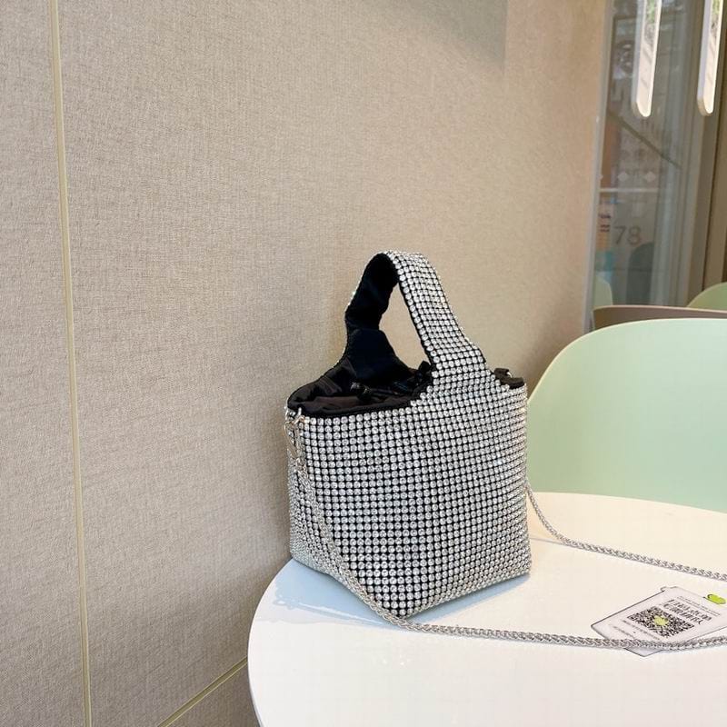 21X14X13CM / silver Wholesale Luxury Handbags for Women Fashion Cross Body Purses Trendy Rhinestones Bucket Clutch Bag Female Shoulder Tote Bag