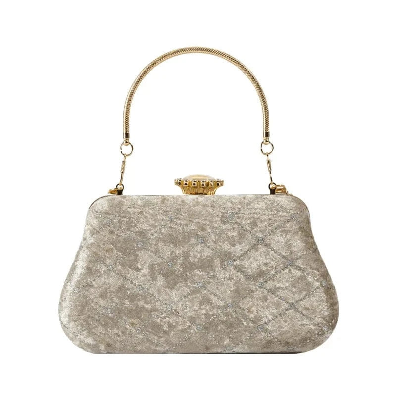 21x6x12cm / 24291 Khaki Vintage Women Party Box Clutch Bag Velvet Exquisite Design Elegant Clutches For Ladies Girls Wedding Purse Luxury Evening Bag