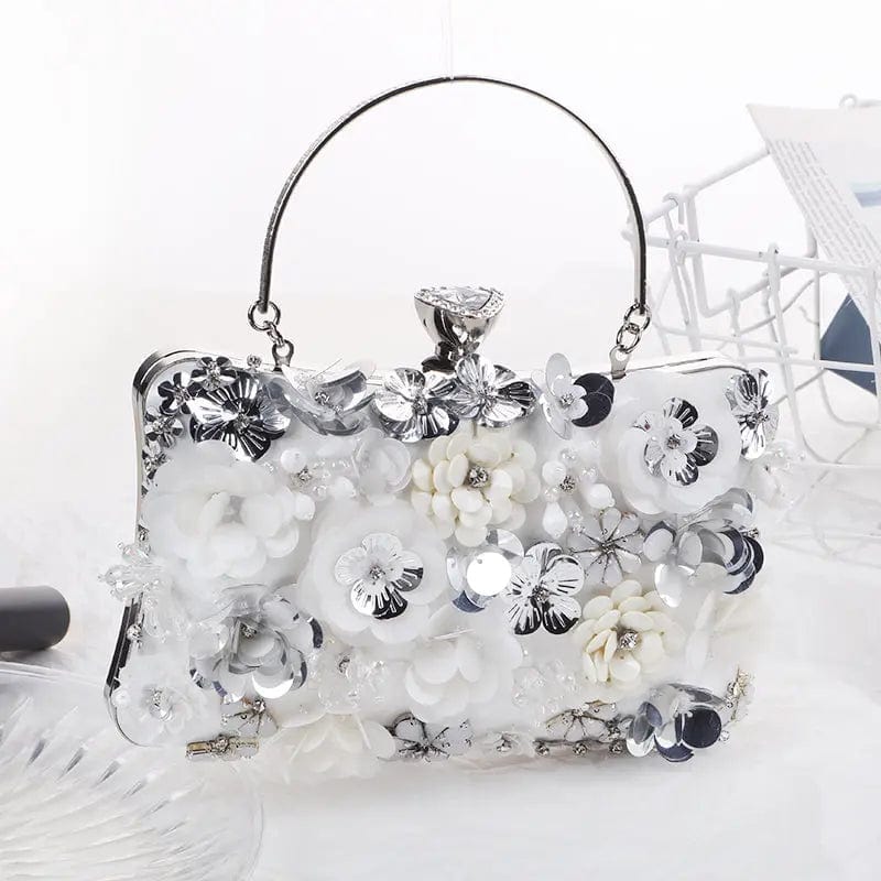 22*17*5cm / silver 2022 New Handmade Flower Bag Factory Direct Selling Hot Party Rivals Take The Bride Evening Bag Embroidered Bead Lady Bag
