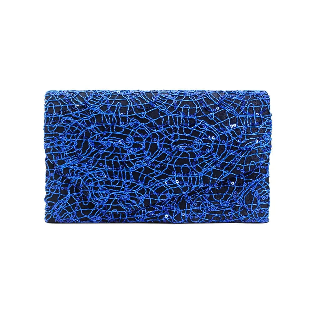 22*6*13cm / Blue Hot Selling Trendy Fashion Sequined Dinner Party Bag Flash Material Ladies Clutch Chain Evening Bag For Woman