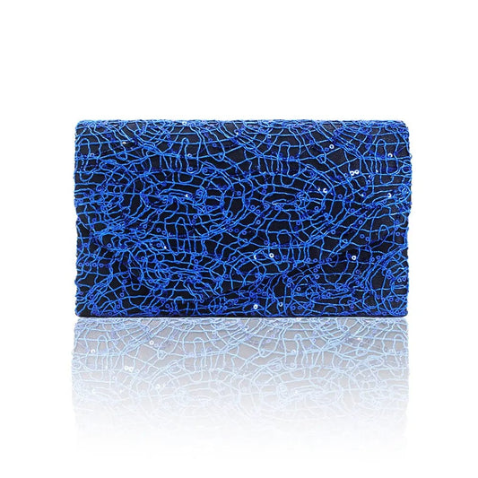 22*6*13cm / Blue Hot Selling Trendy Fashion Sequined Dinner Party Bag Flash Material Ladies Clutch Chain Evening Bag For Woman