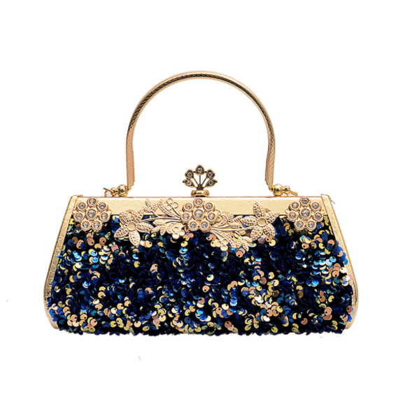 22*7*11cm / blue Hot Selling New Sequin Chain Shoulder Messenger Bag Rhinestone Evening Bag Clutch Dinner Bag For women
