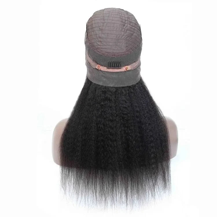 22 Inch 180% Density Indian Remy Hair Virgin Kinky Straight Human Hair 360 Lace Frontal Wig Extension For Black Women