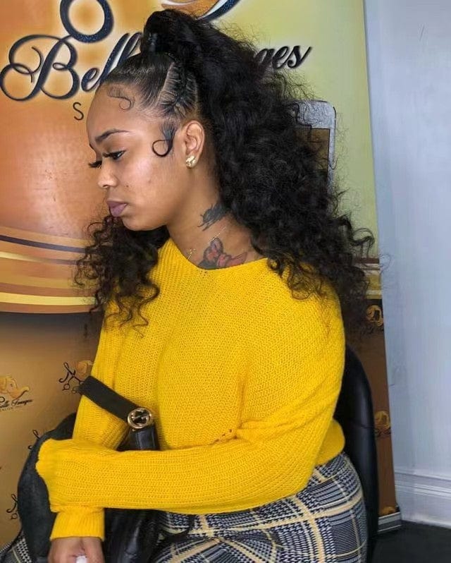 22 Inches / #1 140g Wrap Around Ponytail Hair Extensions Curly Afro Kinky Burmese Curly Human Raw Virgin Hair