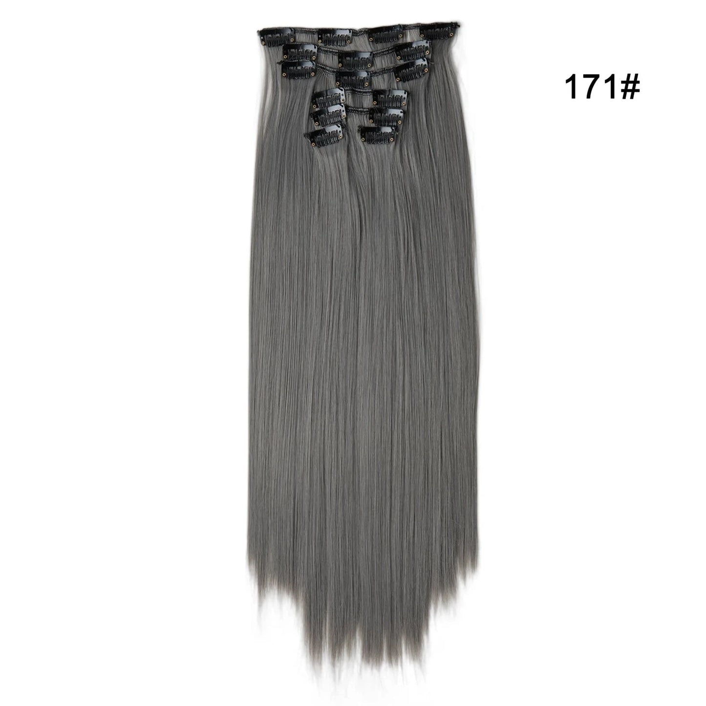22 Inches / 171# Wholesale Custom Packaging 7pcs/set Synthetic Natural Silky Straight Seamless Invisible Clip In Hair Extensions