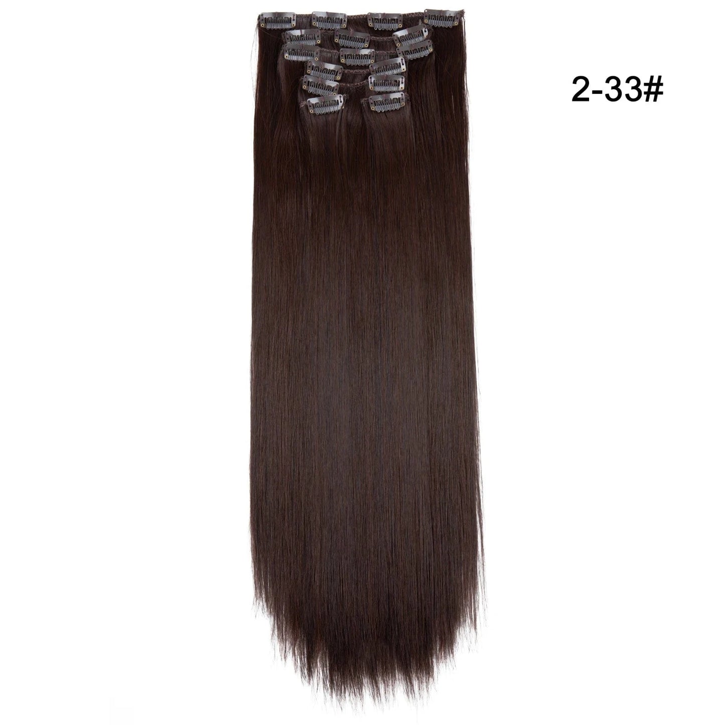 22 Inches / 2/33 Wholesale Custom Packaging 7pcs/set Synthetic Natural Silky Straight Seamless Invisible Clip In Hair Extensions