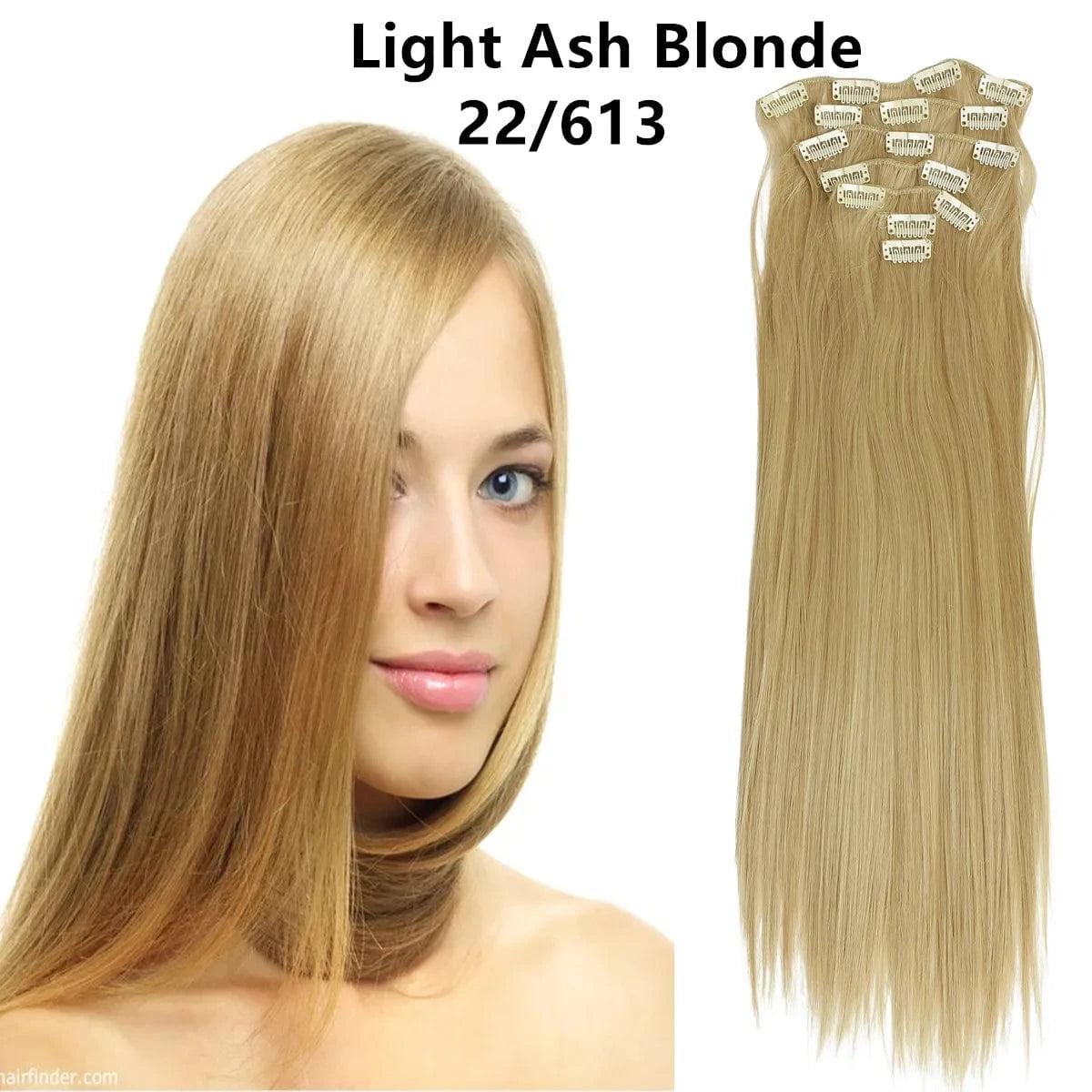 22 Inches / 22/613 Wholesale Custom Packaging 7pcs/set Synthetic Natural Silky Straight Seamless Invisible Clip In Hair Extensions