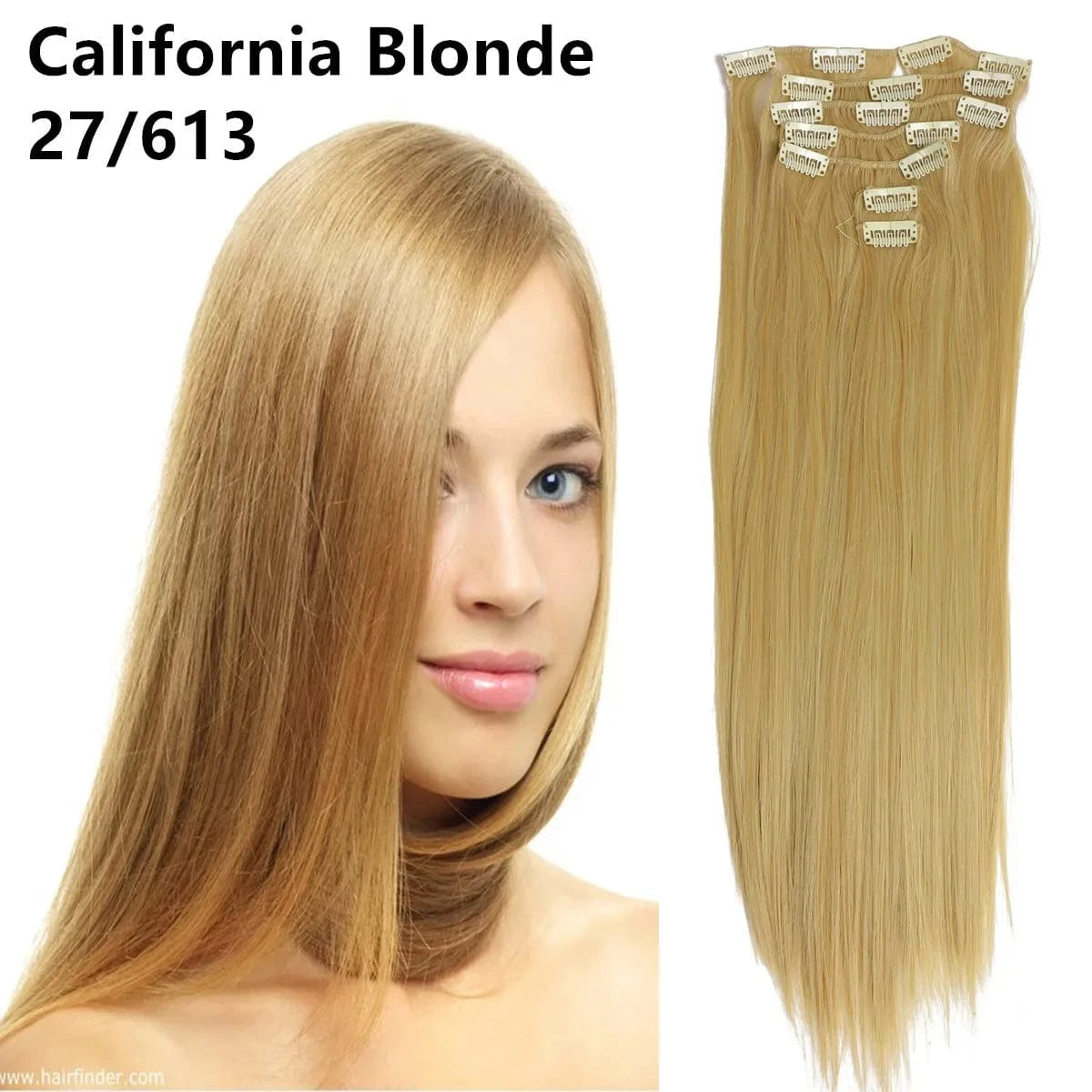 22 Inches / 27/613 Wholesale Custom Packaging 7pcs/set Synthetic Natural Silky Straight Seamless Invisible Clip In Hair Extensions