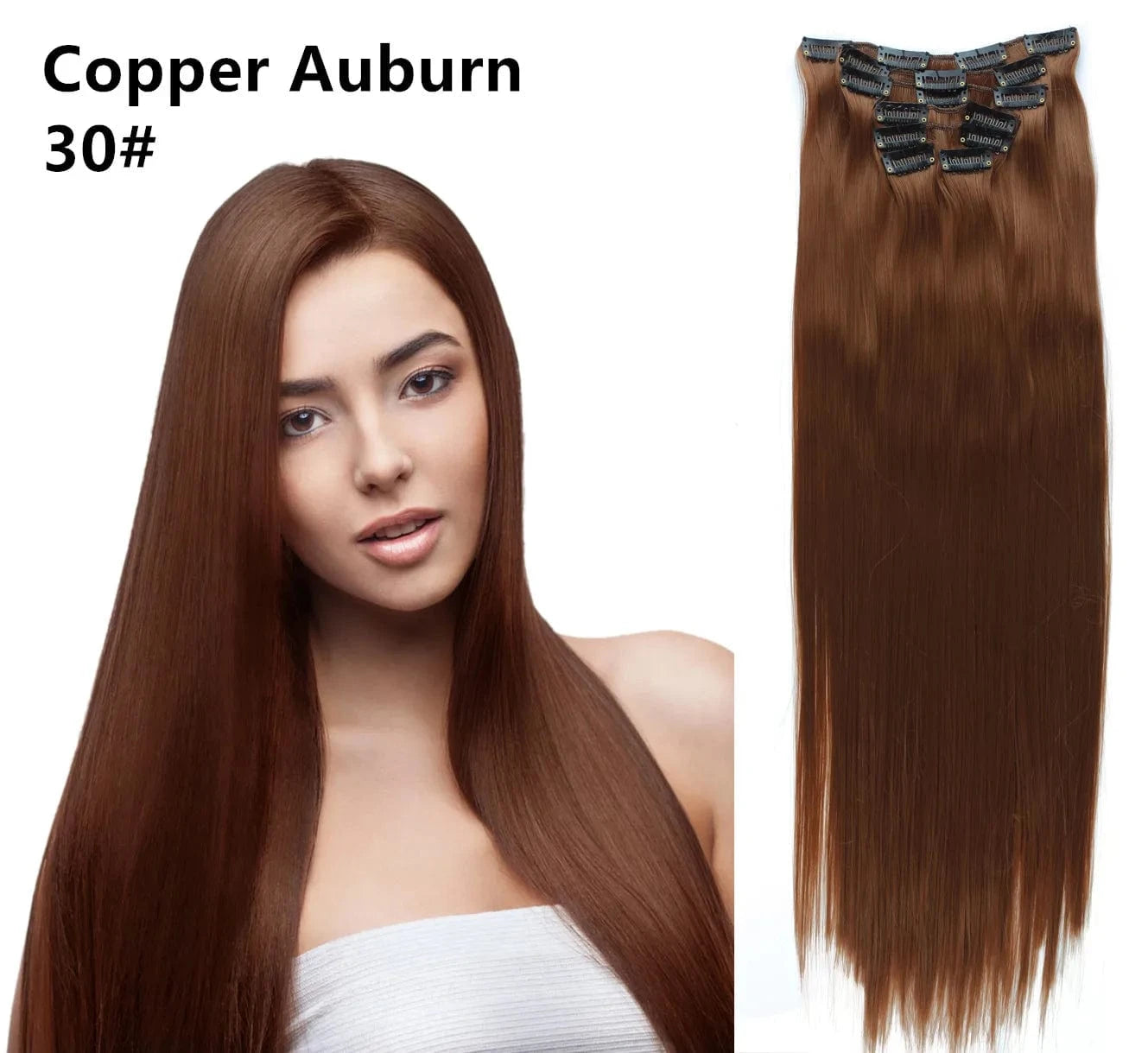 22 Inches / 30# Wholesale Custom Packaging 7pcs/set Synthetic Natural Silky Straight Seamless Invisible Clip In Hair Extensions