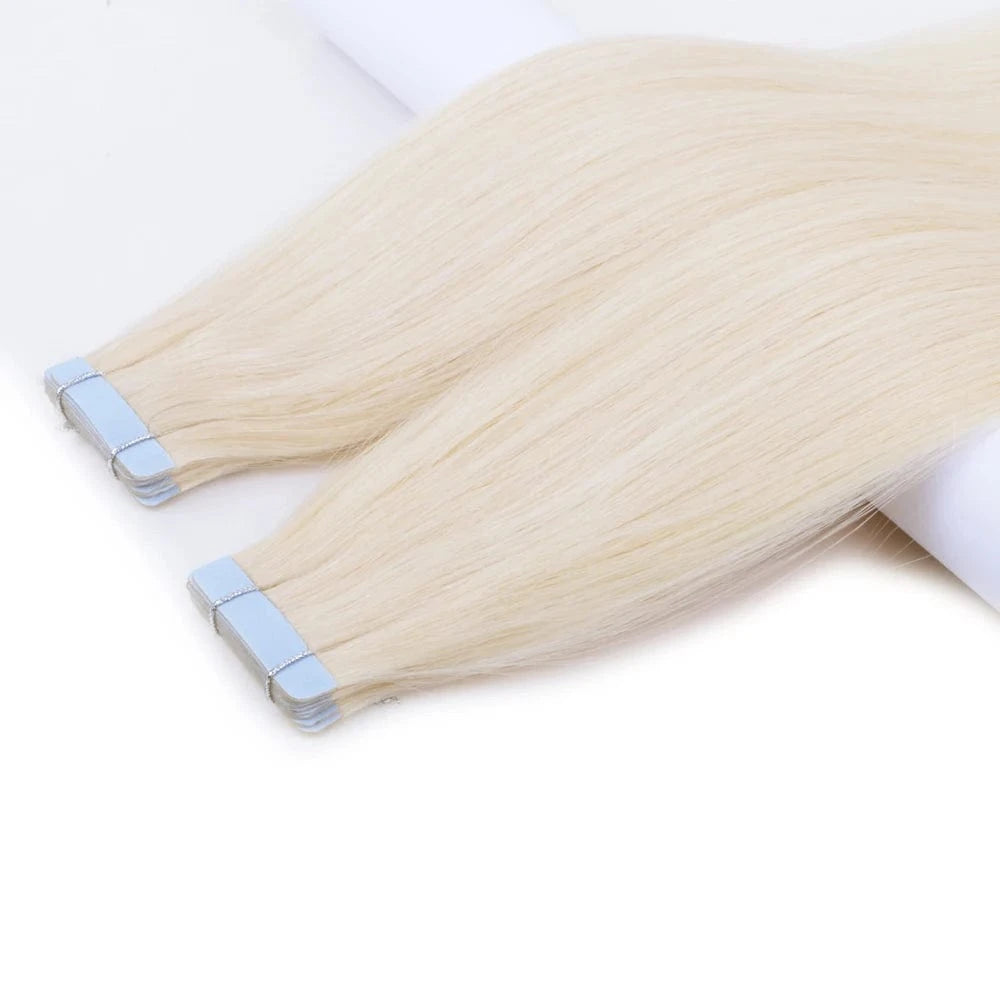 22 Inches / #60 FH Ready To Ship Tape In Hair Extensions 100% Remy Human Hair Double Drawn Natural Invisible Tape Hair Extension