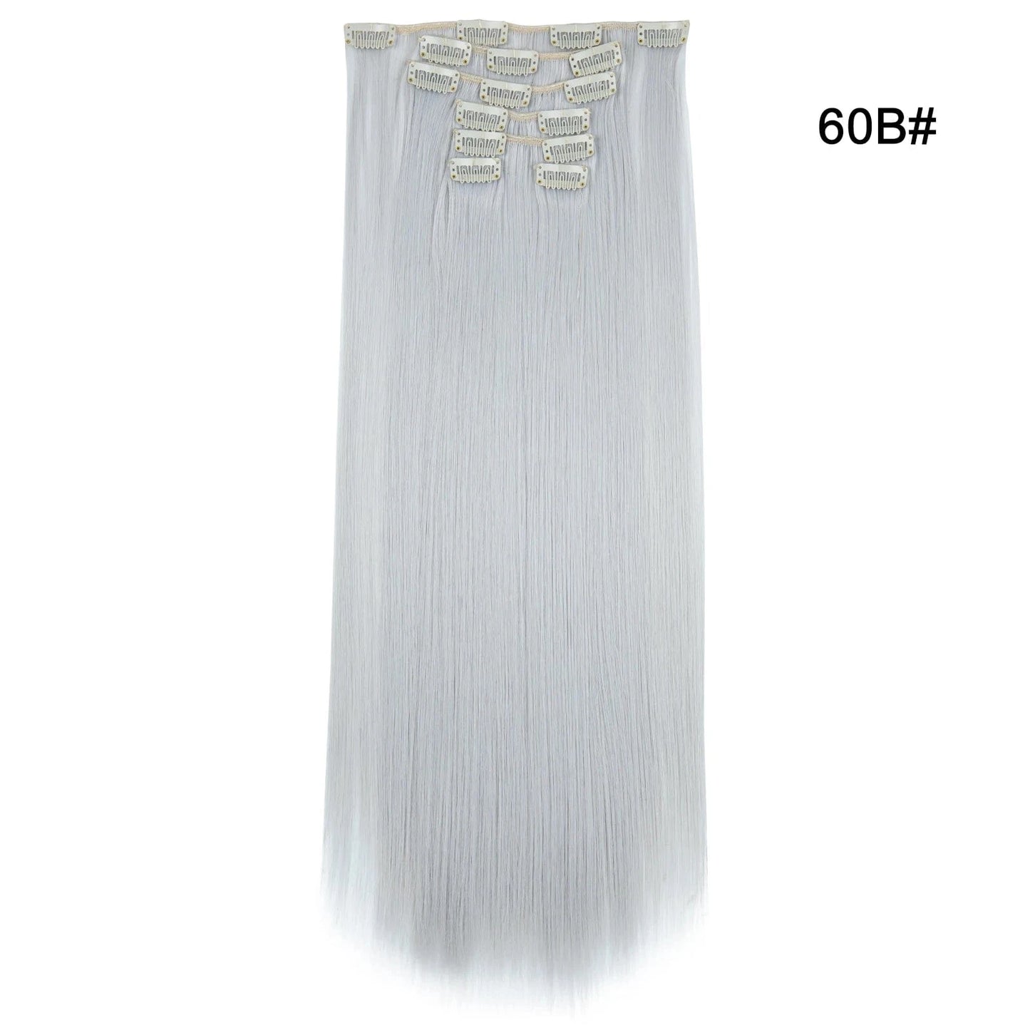 22 Inches / 60B Wholesale Custom Packaging 7pcs/set Synthetic Natural Silky Straight Seamless Invisible Clip In Hair Extensions