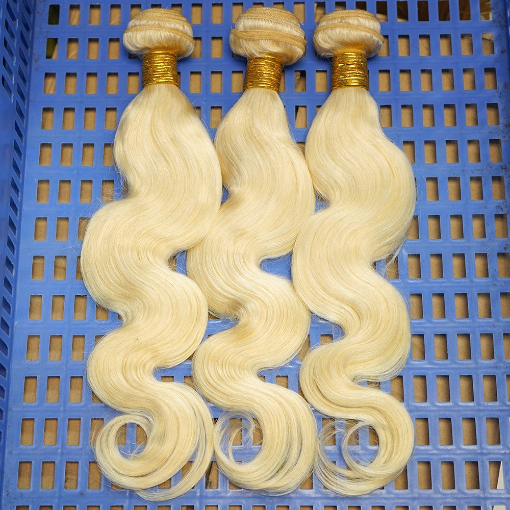 22 Inches / 613 body wave Top grade hair extension,double weft 613 hair bundles,100% Natural cheap 613 color weave human hair bundles with frontal