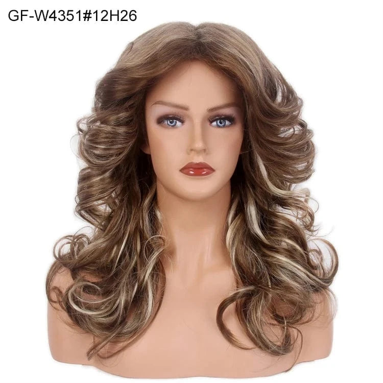 22 Inches / GF-W4351#12H26 New Arrival Long Spanish Curl Wig Order Shein 70s Costume Farrah Fawcett 220 Density Wigs