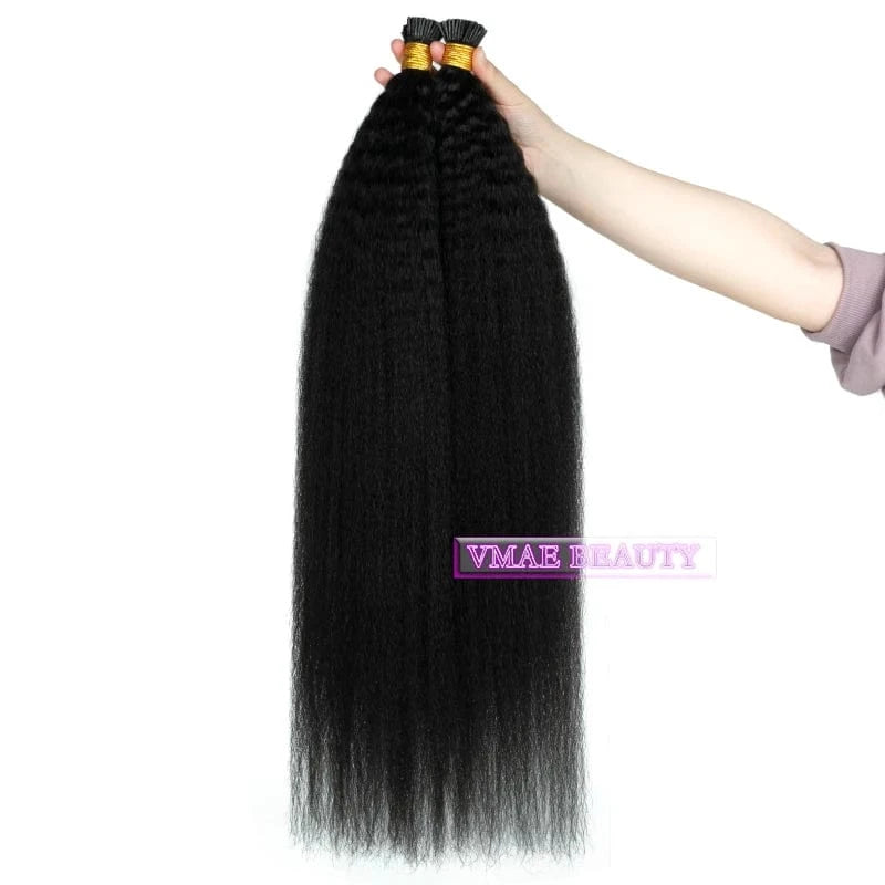 22 Inches / kinky straight VMAE Raw Virgin Cuticle Aligned Pre Bonded Hair 100g I TiP Keratin Curl Kinky Straight Micro Link Human Hair Extension