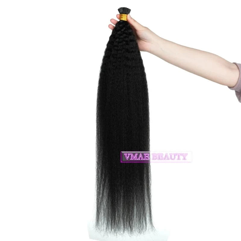 22 Inches / kinky straight VMAE Raw Virgin Cuticle Aligned Pre Bonded Hair 100g I TiP Keratin Curl Kinky Straight Micro Link Human Hair Extension