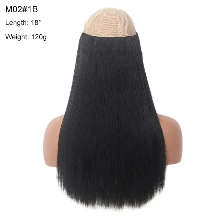 22 Inches / M02#1B Ready To Ship Heat Resistant Synthetic Clip In Hair Water Wave Blonde 613 Invisible Wire Hair Extensions With Transparent H