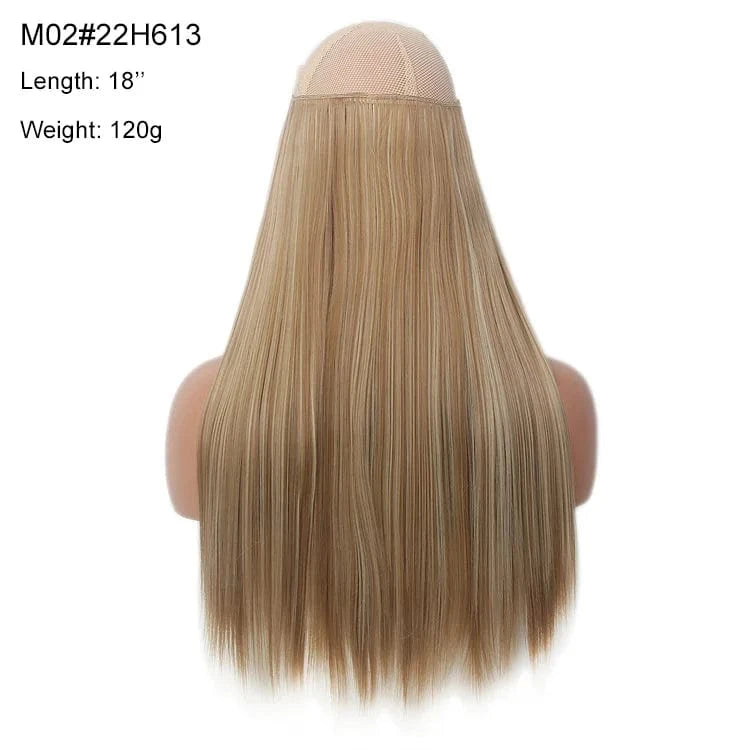 22 Inches / M02#22H613 Ready To Ship Heat Resistant Synthetic Clip In Hair Water Wave Blonde 613 Invisible Wire Hair Extensions With Transparent H