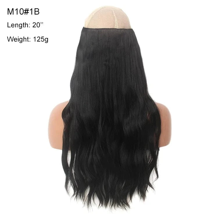 22 Inches / M10#1B Ready To Ship Heat Resistant Synthetic Clip In Hair Water Wave Blonde 613 Invisible Wire Hair Extensions With Transparent H