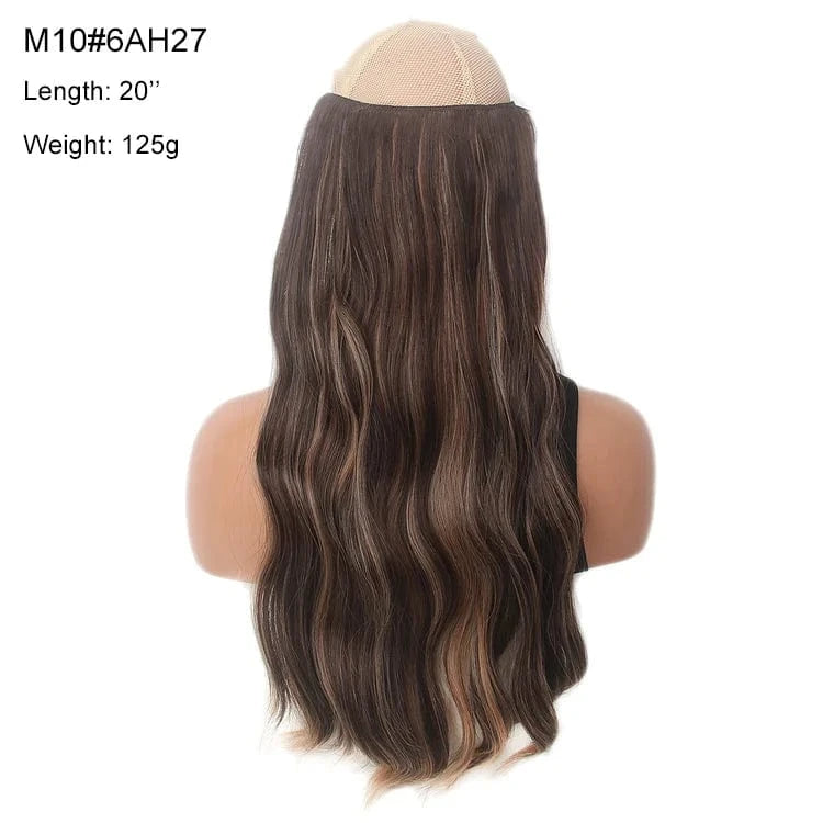 22 Inches / M10#6AH27 Ready To Ship Heat Resistant Synthetic Clip In Hair Water Wave Blonde 613 Invisible Wire Hair Extensions With Transparent H