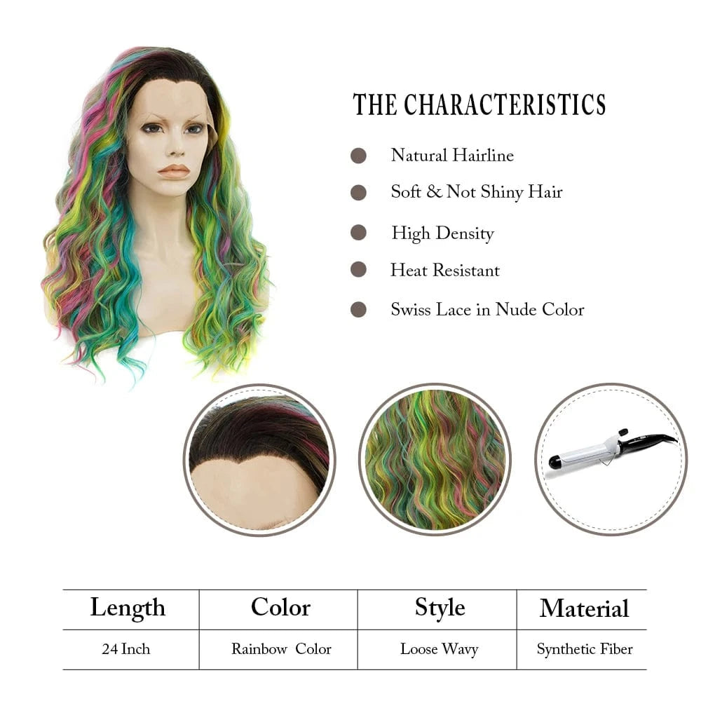 22 Inches / N32-C114-GL Celebrity 22inch dyed highlights curly Wig Cosplay Premium Synthetic Wigs Futura Heat Resistant Synthetic Hair Wig