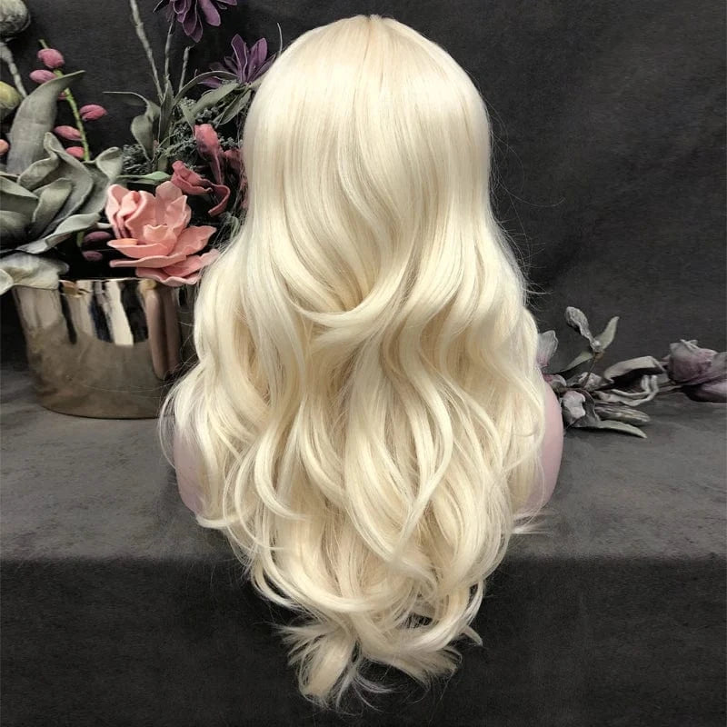 22 Inches / N9-1001/613-GL Celebrity 22inch 150% Density 1001/613 Natural Color Wave pre plucked hairline synthetic lace wigs heat resistant