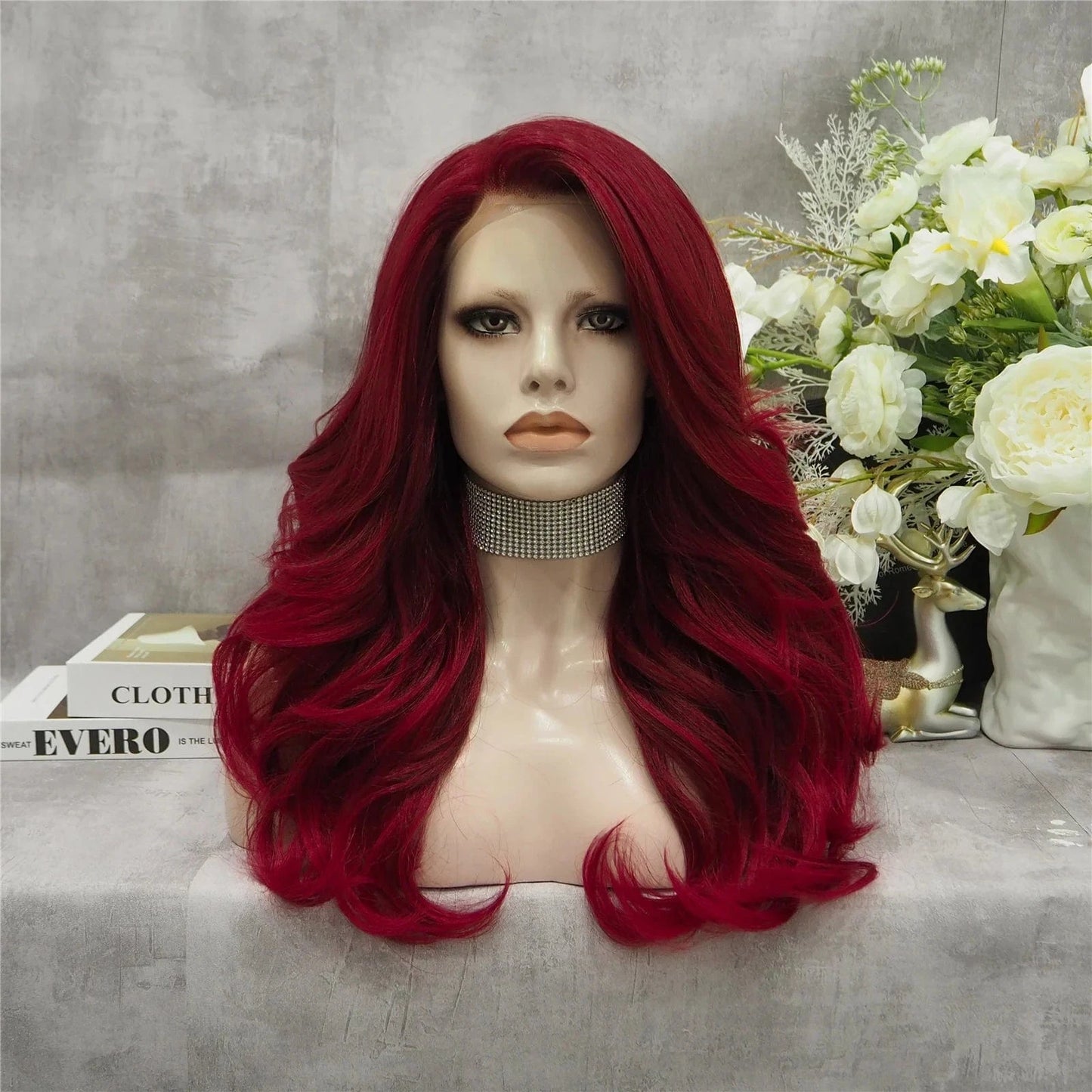 22 Inches / N9-2212 Celebrity 22inch Over Shoulder Hair Medium Length Lace Front Wig Synthetic Hair Wigs with Pre-plucked Natural Hairline