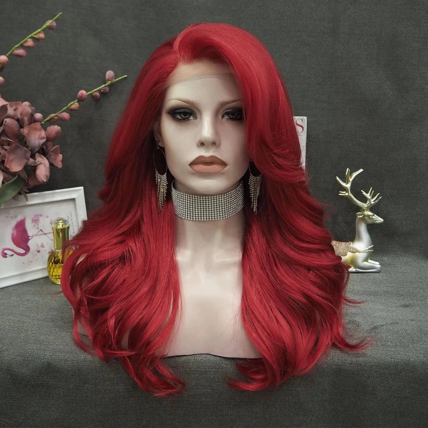 22 Inches / N9-3100 Celebrity 22inch Over Shoulder Hair Medium Length Lace Front Wig Synthetic Hair Wigs with Pre-plucked Natural Hairline